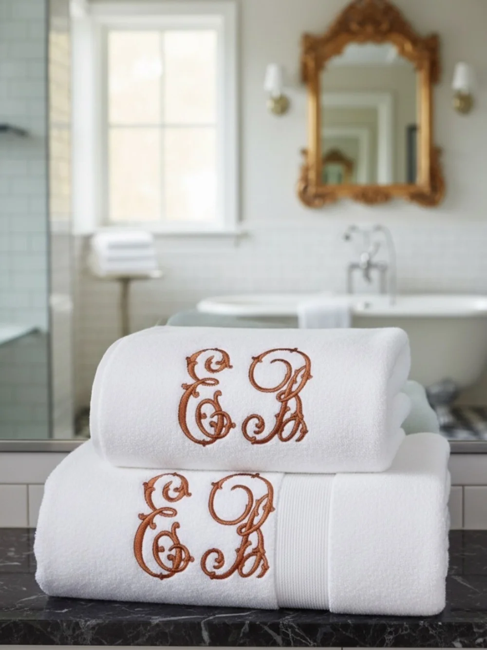 Personalized Embroidered Luxurious Bath Towel set 4 Monogrammed New